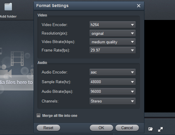 AVI to Toshiba LED TV Converter settings